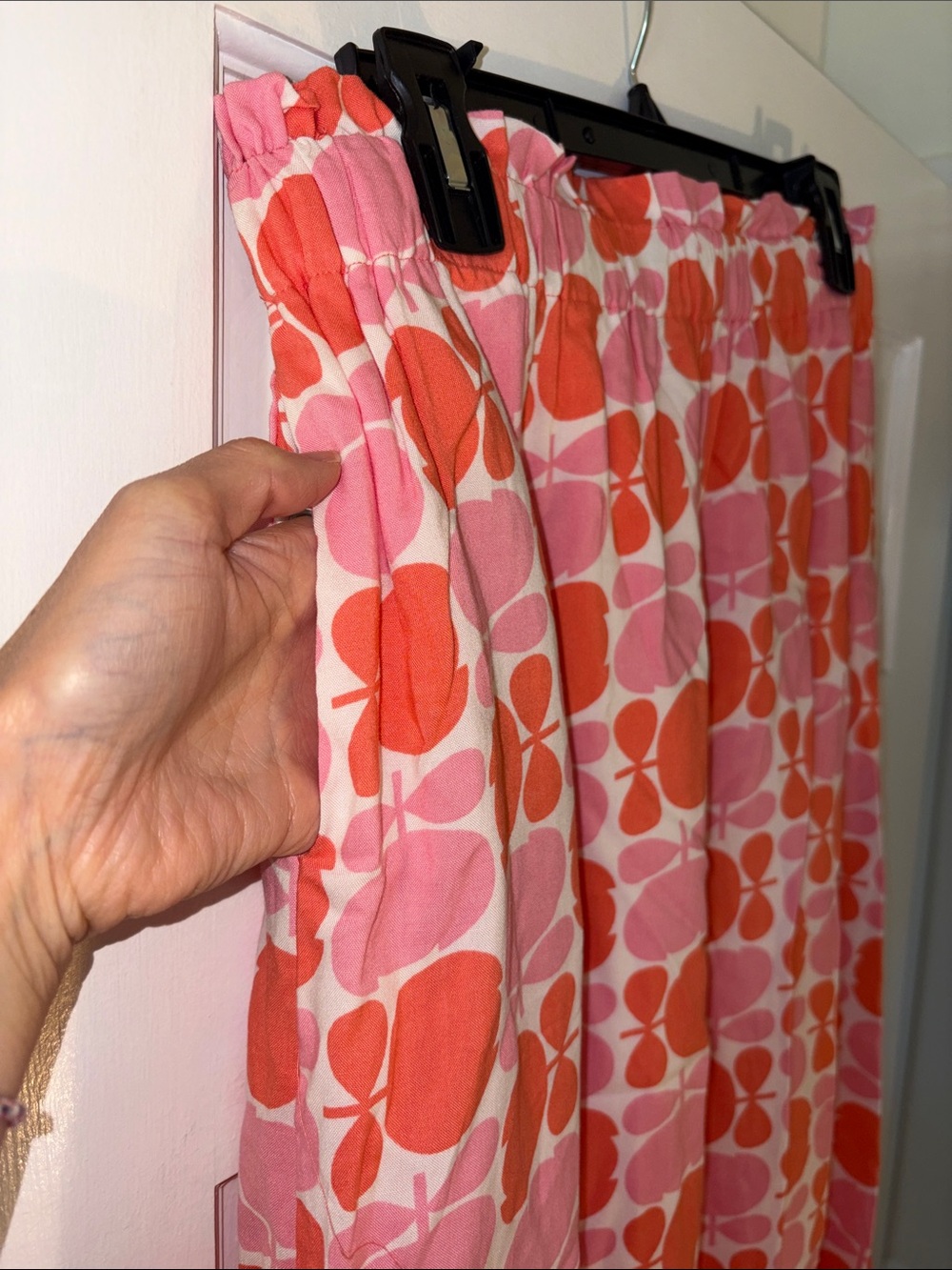 Pink and Orange Patterned A-Line Skirt w/ Pockets - Picture 4 of 5